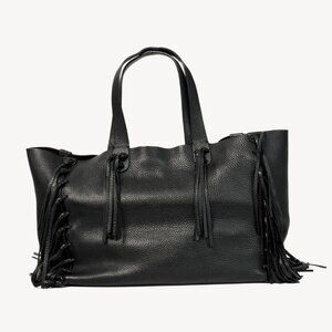 Valentino Garavani C-Rockee Fringe Tote Bag Black